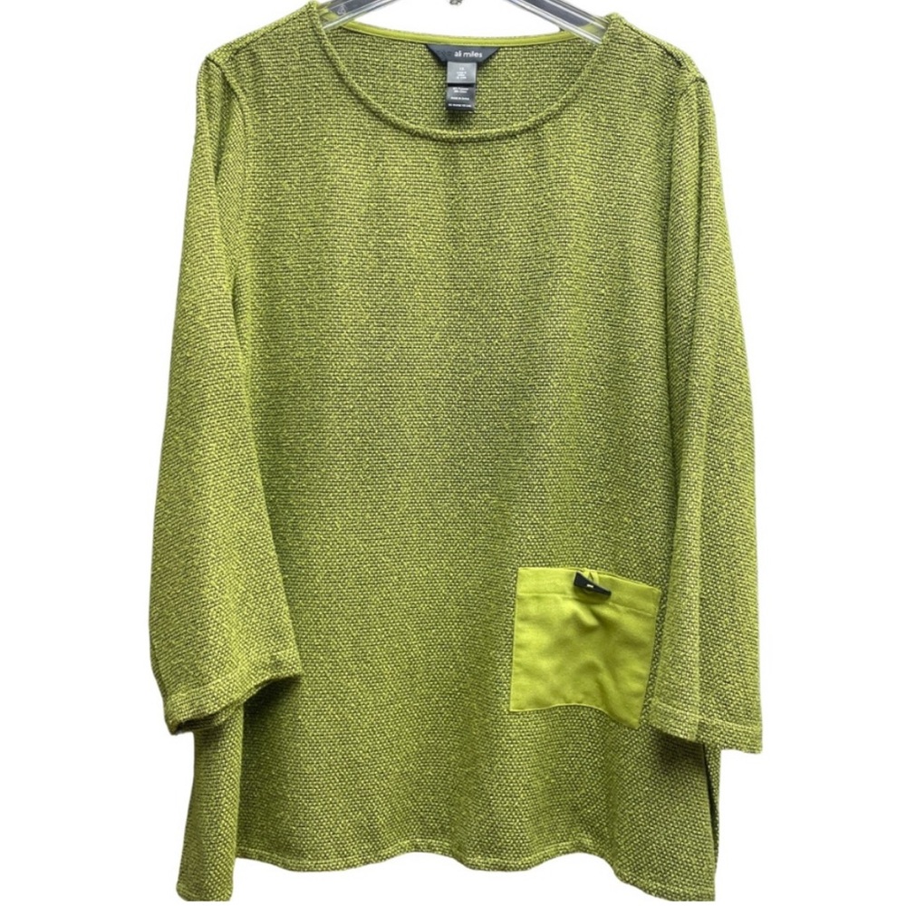 Ali Miles Lime Long Sleeve Top with Pocket